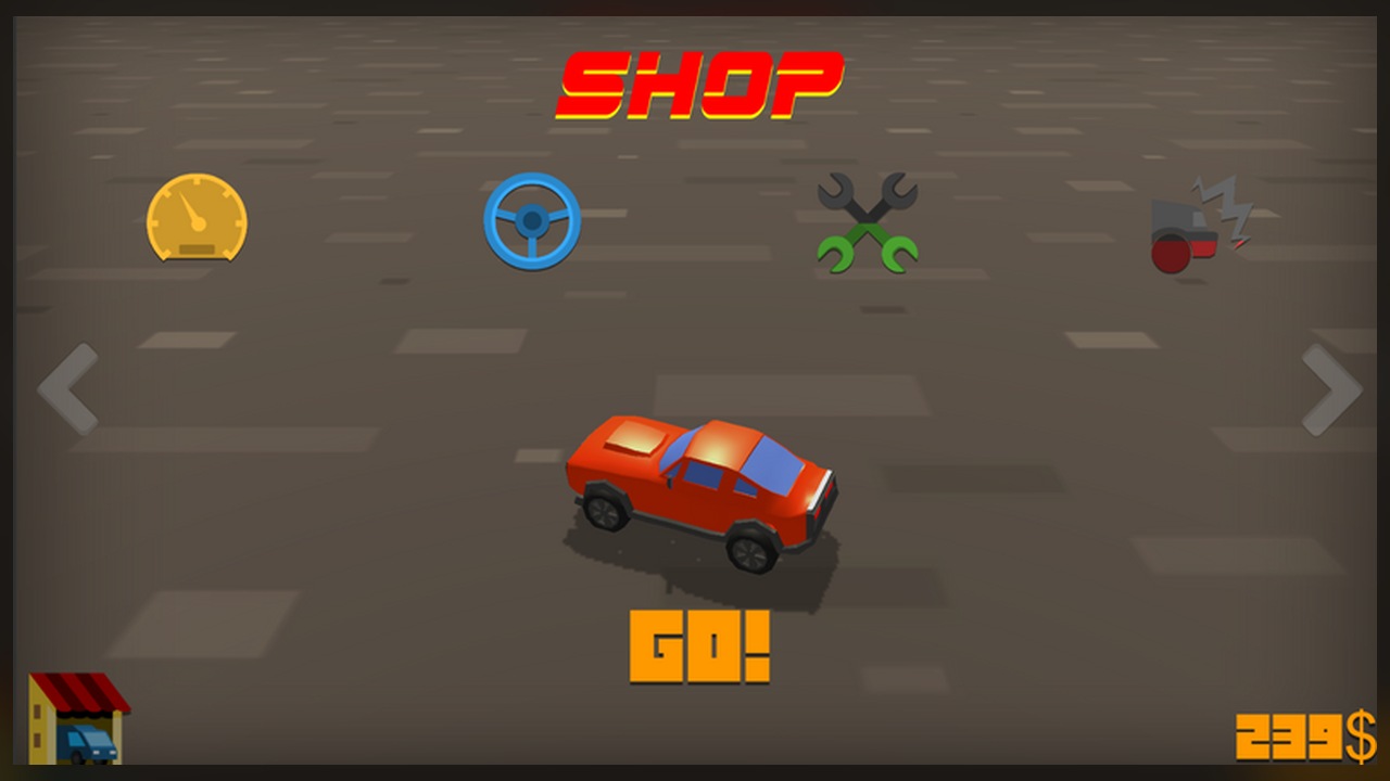 Car Chase vehicle shop and upgrade screen