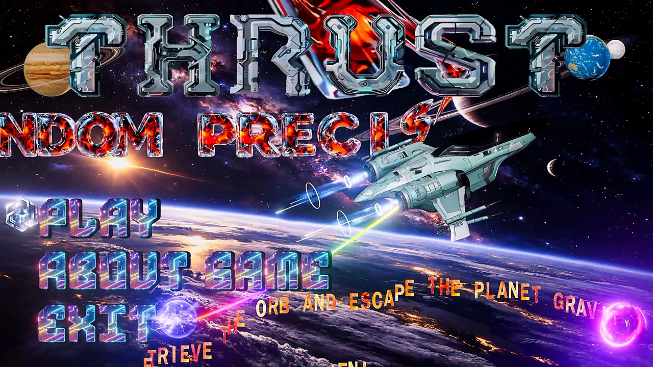 Thrust 2050 title screen and main menu.